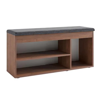 Produktbild von KOMTO Schuhbank mit Sitzfläche - Schuhregal Bank mit Stauraum Schuhschrank mit Sitzbank Flur Bank Garderobenbank Sofia 100 x 48 x 32 cm Nussbaum