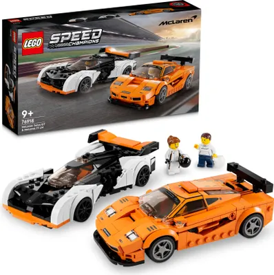 Produktbild von LEGO 76918 Speed Champions McLaren Solus GT & McLaren F1 LM, 2 ikonische Rennwagen Spielzeuge, Hypercar Modellbausatz, Auto-Sammlerstück 2023 Set