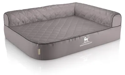 Immagine prodotto di Lettino ortopedico ad angolo per cani Winslow in Pelle finta trapuntata al laser, XL, schienale a destra, grigio