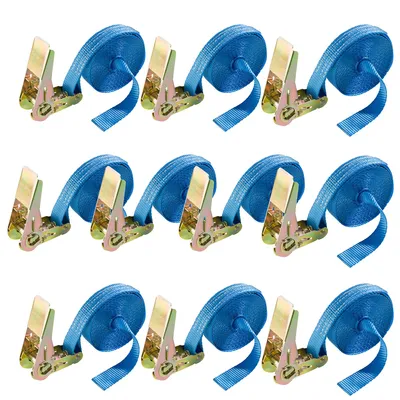 Produktbild von AREBOS Spanngurte 10x 4 m | 800 kg | mit Ratsche | 25 mm Zurrgurte einteilig blau