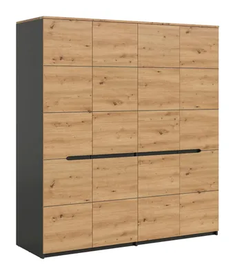 Image de Canu armoire de rangement 4 portes grises, chêneReproduction.