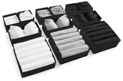 Zdjęcie produktu dla Czarny organizer z 12 przegródkami do sypialni