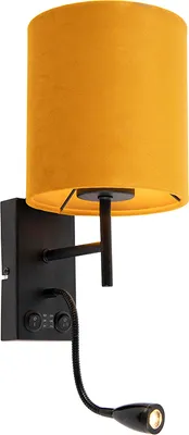 Produktbild von Wandleuchte Schwarz mit velourGelbem Schirm Stacca