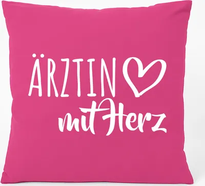 Produktbild von Huuraa Kissen Ärztin mit Herz 40x40cm mit Füllung Fuchsia Baumwolle Dekokissen Geschenkidee