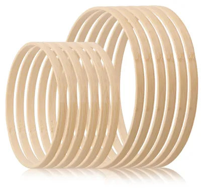 Image de Jeu de cercles en bambou - 12 pièces de 2 tailles différentes, pour la décoration