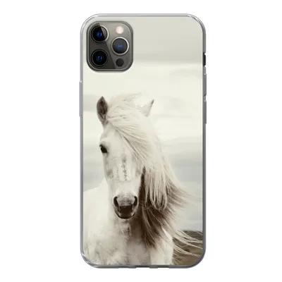 Produktbild von MuchoWow® Handyhülle Schutzhülle Hülle für iPhone 12 Pro Max Pferd - Strand - Mähne Silikon Softcase Handy Hülle - Hartschale