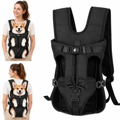 Hunderucksack bis 10 kg, Größe L, schwarz, atmungsaktiv