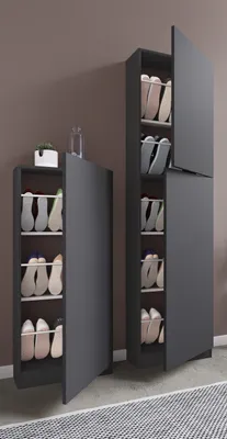 Produktbild von VCM Holz Schuhschrank | Maße: H. 180 x B. 50 x T. 17 cm | 2 Drehtüren - Fulisa XL