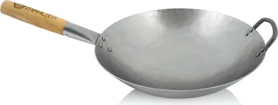 Obrázok produktu pre Tradičná panvica Wok | Ø 35 cm | Oceľová panvica Wok s okrúhlym dnom | Panvica Wok