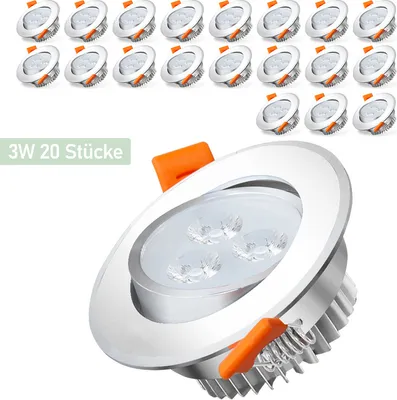 Produktbild von SWANEW 20X 3W Warmweiß LED Einbaustrahler Deckenstrahler Einbauleuchten Decke LED Deckenspots Spots Deckenleuchte Einbauspots Einbauleuchten für das bad Küche Schlafzimmer