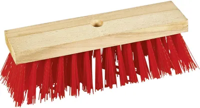 Produktbild von A & S Brück 243192 Straßenbesen auf Flachholz, Faser gewellt, 32 cm, rot/natur