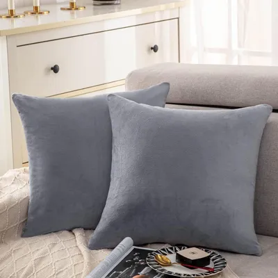 Produktbild von 2er Set Kissenbezug 50x50 cm Grau Samt Superweich Flauschig
