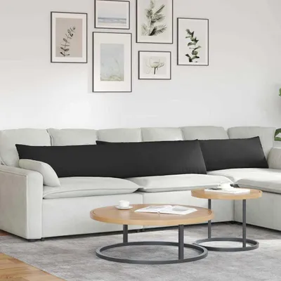 Obrázok produktu pre vidaXL Vankúše na pohovku, 2 kusy, látka, čierna, 200 x 40 cm