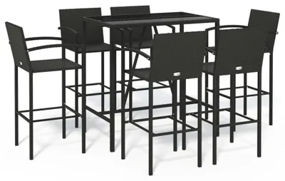 Produktbild von vidaXL 7-tlg. Gartenbar-Set Schwarz Poly Rattan