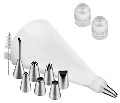 Produktbild von 11-teiliges Spritztüllen Set 304 Edelstahl für Spritzbeutel Backzubehör Cupcakes Torten Churros