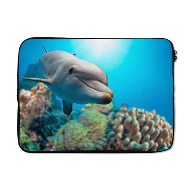 Produktbild von MuchoWow® Laptop Hülle 14 ZollDelfin - Meer - Koralle Laptoptasche - Laptoptasche - Stoßsicher - Schutzhaube