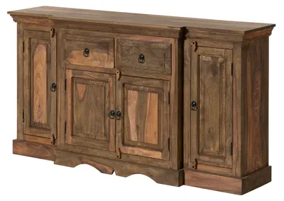 Immagine prodotto di MASSIVMOEBEL24 | Credenza in legno di sheesham 160x40x85 oliato grigio LEEDS #02