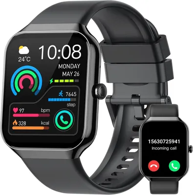 Produktbild von Smartwatch 1.96 Zoll Fitness Uhr mit Telefonfunktion SpO2 & Herzfrequenzmonitor 110+ Sportmodi Schlaftracking IP68 Wasserdicht