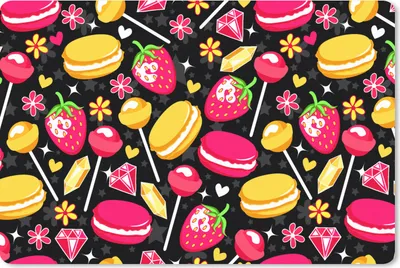 Produktbild von MuchoWow® Schreibtischunterlage Süßigkeiten - Muster - Erdbeere 60x40 cm - XXL Mauspad - Großes Mauspad