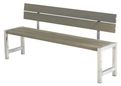 Produktbild von Plus Plankenbank 176 x 38 x 81 cm graubraun mit Rückenlehne