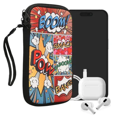 Produktbild von kwmobile Handytasche für Smartphones XL - 6,7/6,8" - Neopren Handy Tasche Hülle Cover Case Schutzhülle - Comic Symbole Mehrfarbig - 17,2 x 8,4 cm
