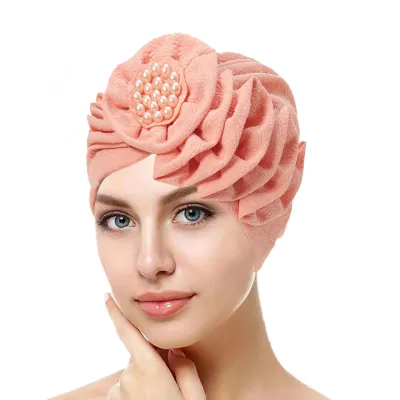 Produktbild von Damenmütze, einfarbig, modisch, Turbanmütze für Damen, bequem, dekorativ, Kopftuch für Damen und Mädchen, Rosa