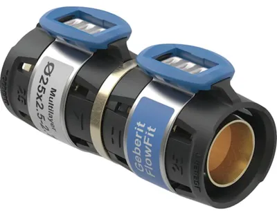 Produktbild von Geberit Übergangsfitting, FlowFit, Ø16mm × 16 VSF, Fremdsystemanschluss, Siliziumbronze, 1 Stk.
