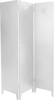 Productafbeelding van Metalen kamerscherm met 3 panelen in industriële stijl, witte kleur. Collectie LOFT