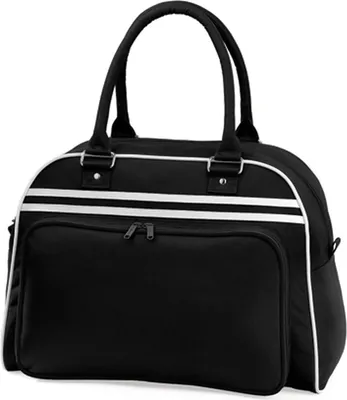 Image de BagBase BG75 | Sac de bowling rétro | 44 x 31 x 25 cm - Couleur : Noir/Blanc - Taille : 44 x 31 x 25 cm