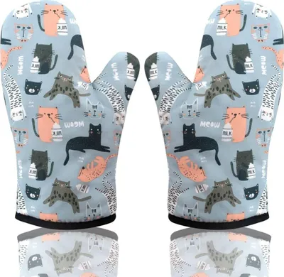 Produktbild von Ofenhandschuh Topfhandschuhe,Topflappen Handschuh Backhandschuhe Backofen Handschuhe Oven Gloves 2 Pack(Katze)