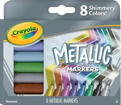 Immagine prodotto di Crayola | Metallic Marker - 8 pezzi - Colori brillanti - Pigmento intenso - Non tossico - Set per pittura creativa