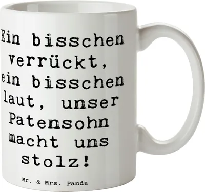 Produktbild von Mr. & Mrs. Panda Pott Spruch Stolzer Patensohn - Weiß - Geschenk, Kaffeetasse, Teepott, Patenkind, Taufpate, einzigartige Designs, Tasse mit, Teetasse, Persönlichkeit