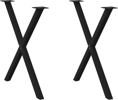 Obrázek produktu pro Nohy k jídelnímu stolu ve tvaru X, 2 ks, černé, 70 x (72-73) cm, ocel