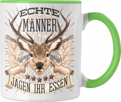 Produktbild von Trendation - Jäger Jagen Ihr Essen Tasse Geschenk für Jäger Becher Männer Spruch Jagd Jagen (Grün)