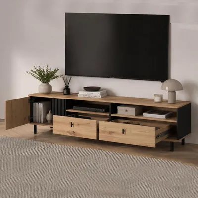 Produktbild von Kalese - TV-Schrank, 165x40x49h cm, Eichenholz Braun, 2 Schubladen