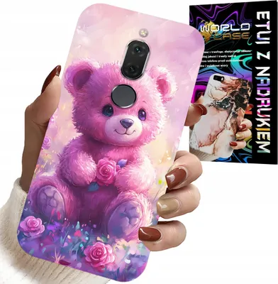 Immagine prodotto di Custodia Per Huawei Mate 10 Lite - Simpatico Orsetto Su Sfondo Rosa, Custodia + Vetro