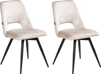 Produktbild von BELIANI Esszimmerstuhl 2er Set Hellbeige Samt Gepolstert mit Schwarzen Beinen Ohne Armlehnen Moderner Drehstuhl Polsterstuhl für Esszimmer Küche