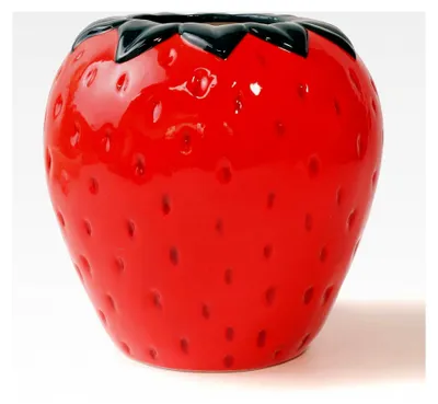 Produktbild von Erdbeervase Deko für modernes Wohnzimmer, rote Blumenvase 15x15x15 cm