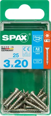 Produktbild von Spax Universalschrauben 3.0 x 20 mm TX 10 Senkkopf - 25 Stück Edelstahl