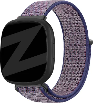 Produktbild von Bandz Nylon-Schlaufenband (dunkelblau) passend für Fitbit Versa 3 / Versa 4 / Sense / Sense 2 - Nylonband mit Klettverschluss - Dunkelblaues Nylonband