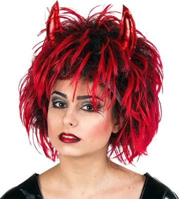 Produktbild von Perücke Teufelin rot/schwarz