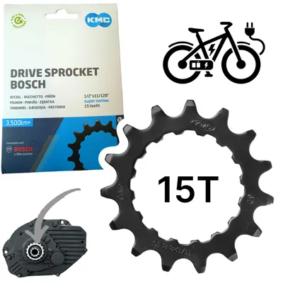 Produktbild von KMC Kettenblatt Ebike für Bosch Gen.2 Active line Verschleiß Ritzel 15 Zähne