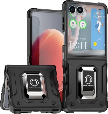 Immagine prodotto di Custodia antiurto per Samsung Galaxy Z Flip7 Supporto ad anello antiscivolo nero