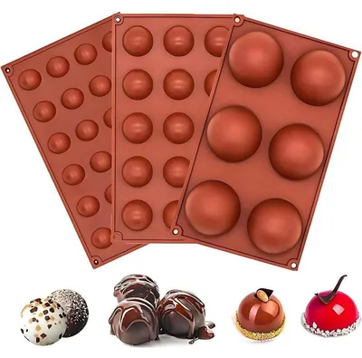 Produktbild von Silikonform Halbkugel 3er Set Rund für Kuchen, Pralinen, Schokolade, Gelee, Pudding