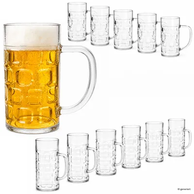 Produktbild von 12x Lord ToGo Bierkrug 0,4L Kunststoff Relief Füllstrich Henkel Humpen