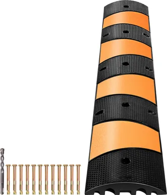 Image de SucceBuy Pont de câbles en caoutchouc avec double canal, 2 unités, protection contre le passage de câbles et de tuyaux, peut supporter jusqu'à 9980 kg, dimensions 185x31x5,5 cm, convient pour les surfaces en asphalte, béton et gravier