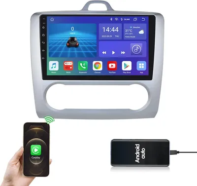 Immagine prodotto di Autoradio Android 12 per Ford Focus Exi AT, modelli dal 2004 al 2011, con Bluetooth, stereo per auto, navigazione GPS e touchscreen QLED da 9 pollici. Supporta CarPlay