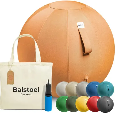Obrázek produktu pro Míč na sezení, 65 cm, ergonomický, s lněným potahem, vhodný do kanceláře i pro jógu
