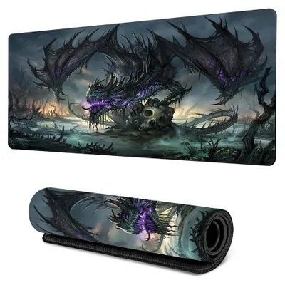 Image de Sous-main de bureau gaming Dragon, tapis de souris XXL, tapis de souris antidérapant pour PC, grand tapis de souris, accessoires de bureau gaming Dino, décoration de bureau