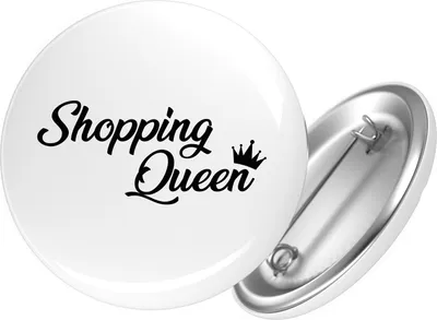 Produktbild von Huuraa Button Shopping Queen 25mm rund mit Sicherheitsnadel Ansteckbutton Geschenkidee